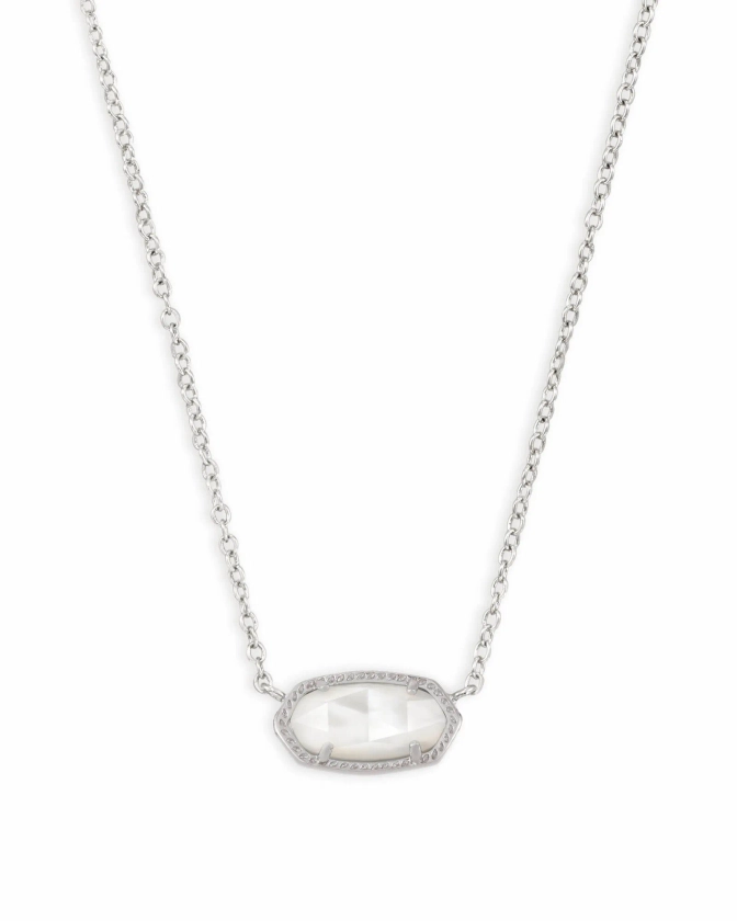 Elisa Silver Pendant Necklace in Ivory Mother-of-Pearl
