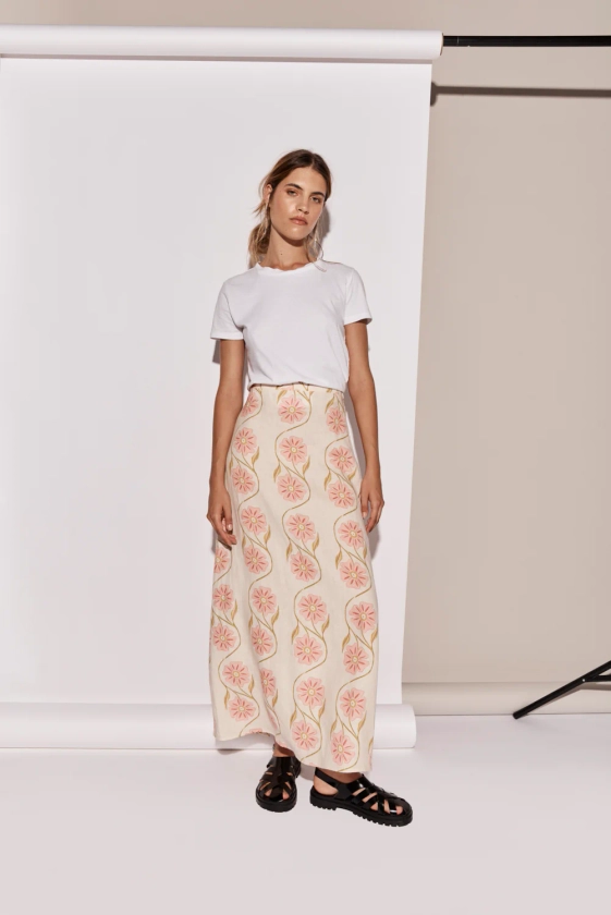 Ari Linen Maxi Skirt Bloom