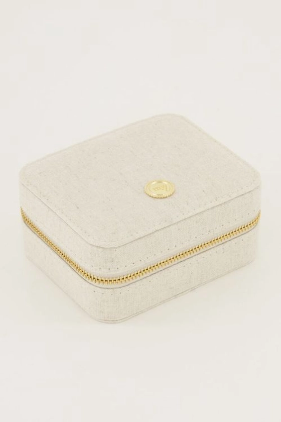 Beige linnen look sieraden etui medium | My Jewellery