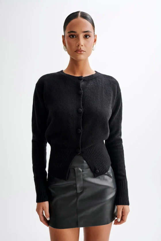 Genevieve Oversized Knit Cardigan - Black