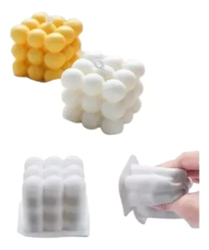 Molde De Silicona Cubos Bubble 3d Única Cavidad Para Velas