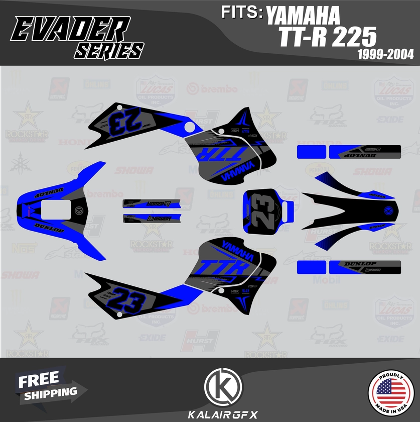 Graphics Kit for Yamaha TT-R 225 (1999-2004) Evader - BLUE-SHIFT