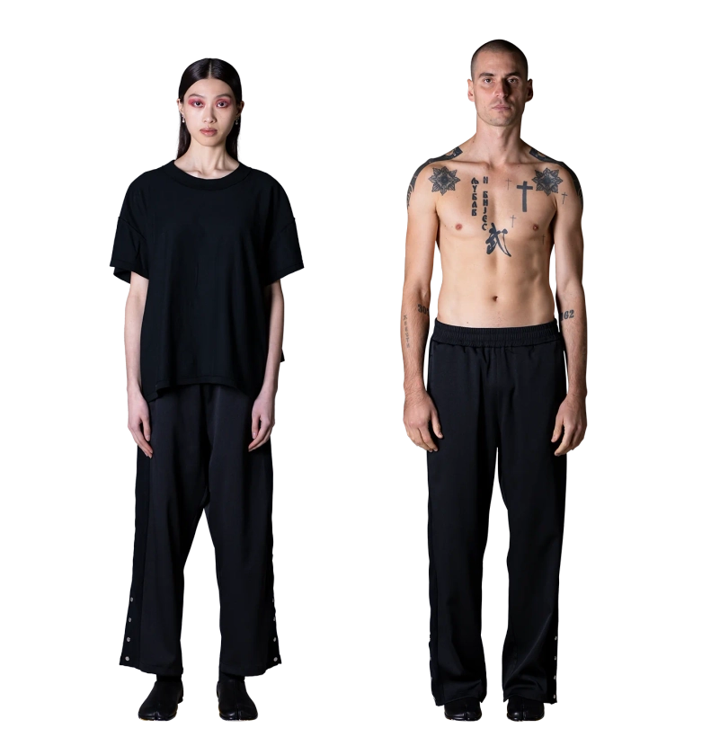 "Yuzuki" Track pant nylon jet black