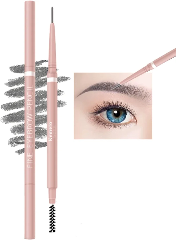 Eyebrow Pencil,2Pcs Professional Micro Brow Pencil with Spoolie Brush,Longwearing Waterproof Eyebrow Pencil,Eye Brow Pencils for Women. (Update Gray)