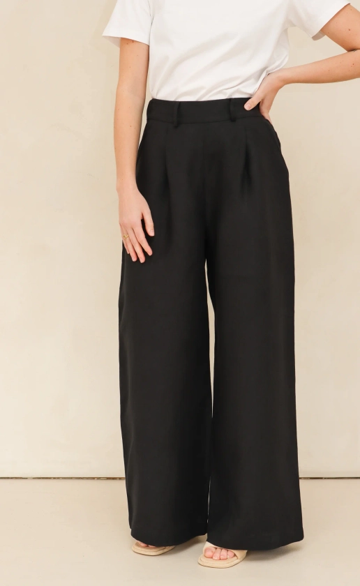 The Maximalist - Long Pants - Black Linen