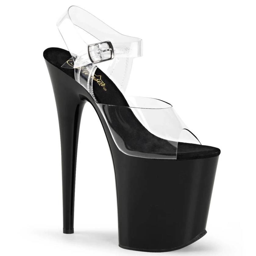 Pleaser Flamingo-808 in Clear/Black