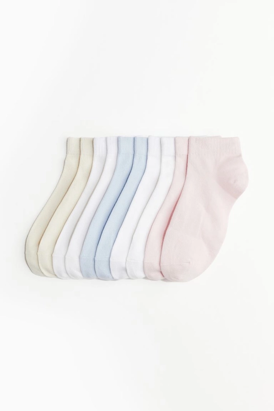 10-pack calcetines al tobillo - Rosa claro/Blanco/Azul claro - Ladies | H&M MX