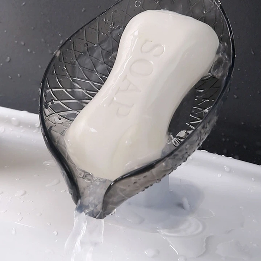 1pc PP Soap Dish, Creative Leaf Design Soap Dish Holder For Bathroom