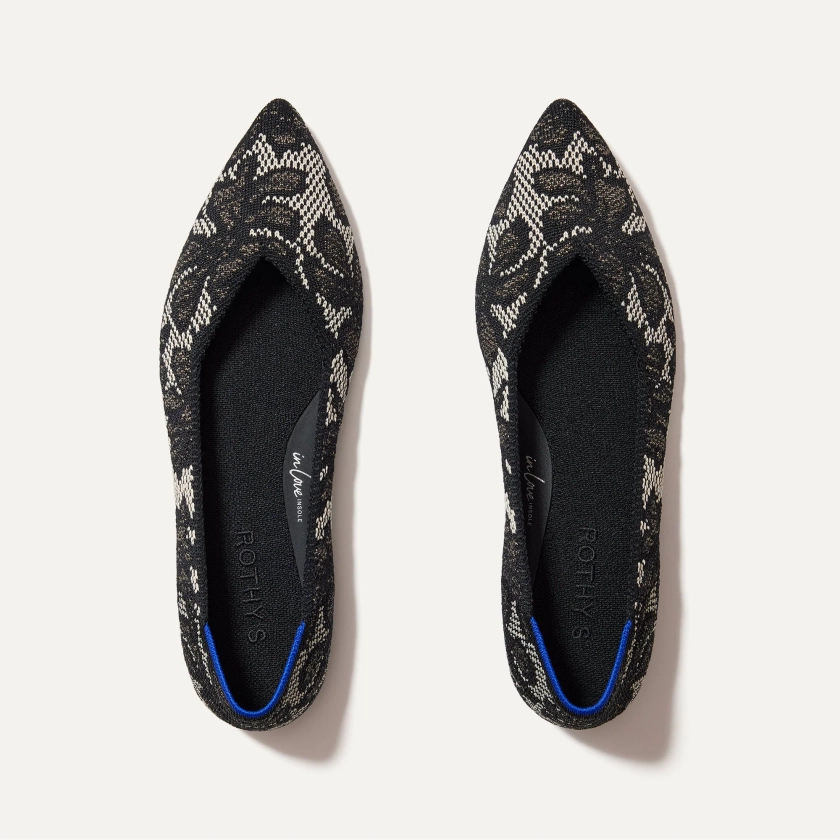 The Point II in Black Chantilly | Women's Flats | Rothy's