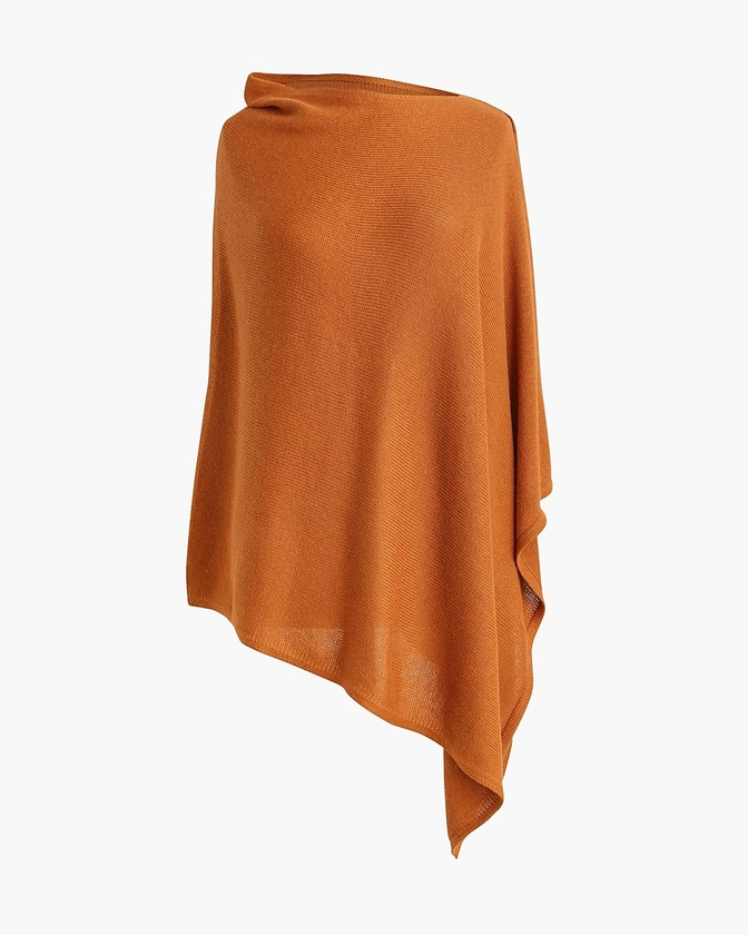 Cotton-blend triangle sweater poncho