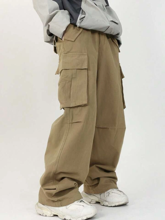 Manfinity Hypemode Loose Fit Men's Cargo Pants With Flap & Side Pockets