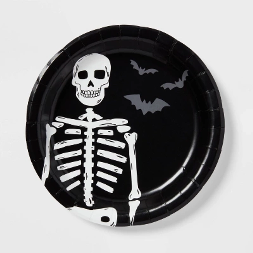 Halloween 20ct Skeleton Black Dinner Plates