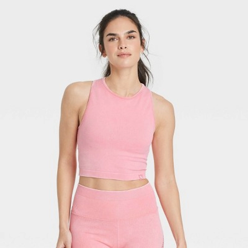 Women's Seamless Mesh Back Tank Bra - JoyLab™ Coral Pink XL