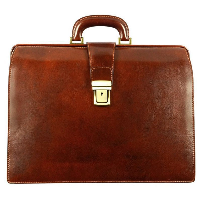 Large Full Grain Italian Leather Briefcase - The Firm