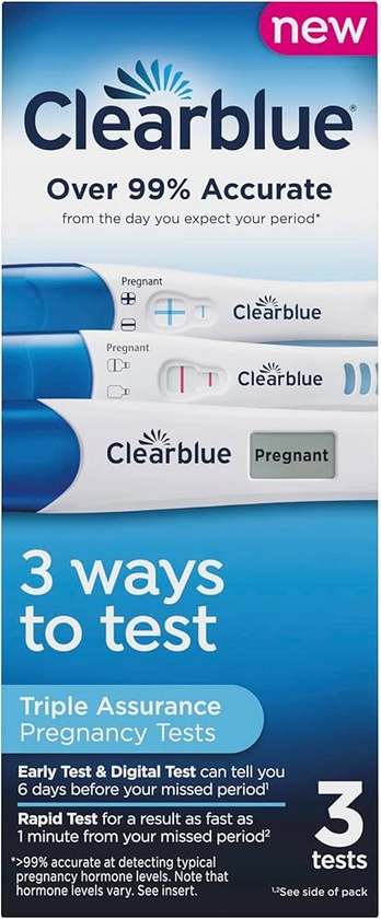 Clearblue Triple Assurance Pregnancy Test Kit, Home Pregnancy Tests, 3 Ways to Test, 3 Ct