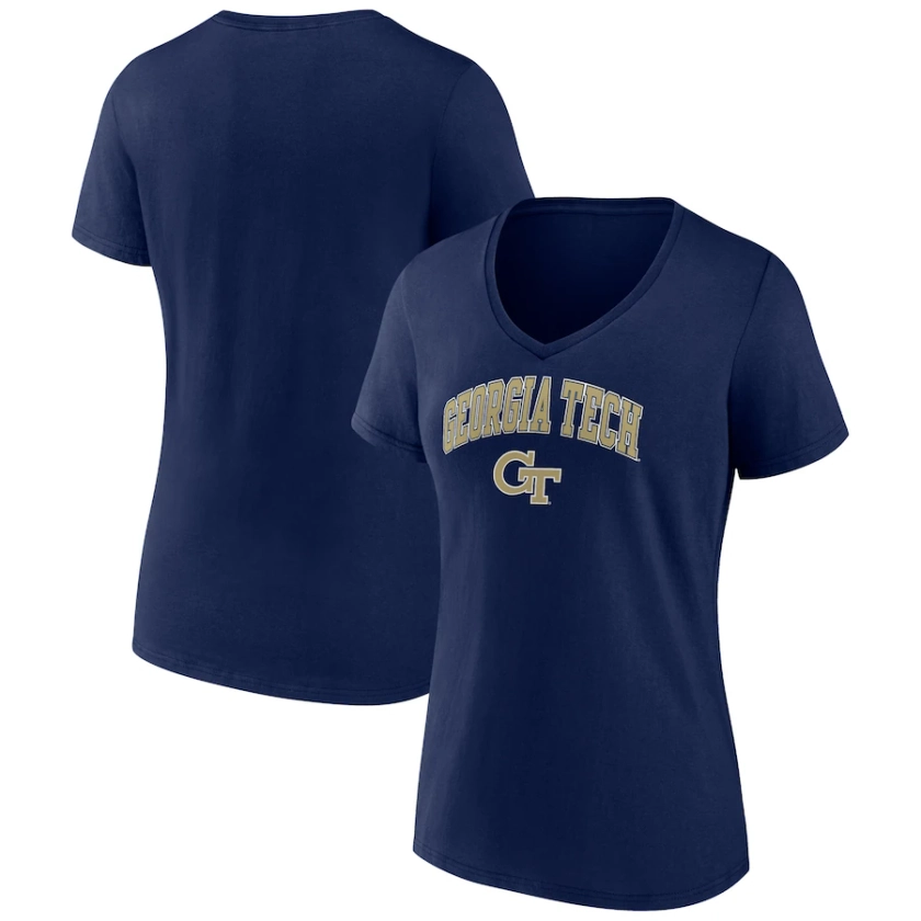Women's Fanatics Branded Navy Georgia Tech Yellow Jackets Evergreen Campus V-Neck T-Shirt