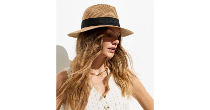 Stone Straw Effect Fedora Hat | New Look