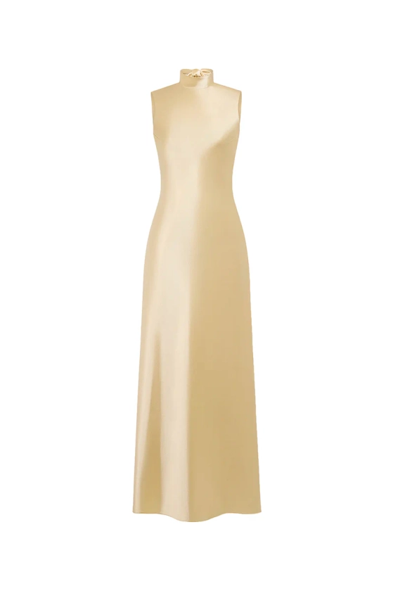 GOLD SLEEVELESS SILK DRESS