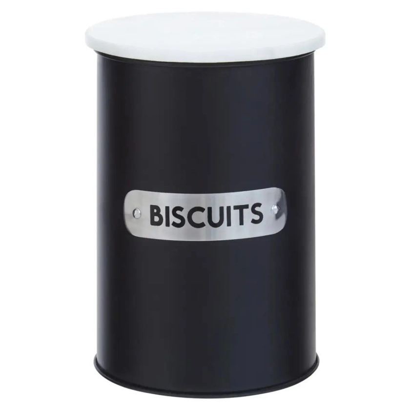 Liberty Black & White Tin Biscuit Canister