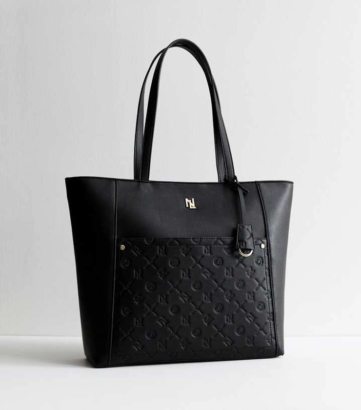 Black Debossed Tote Bag | New Look