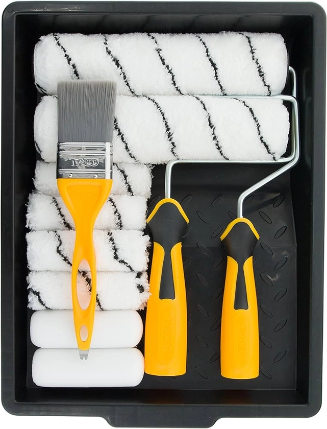 Coral 10501 Paint Kit with Headlock and Mini Roller Frame and Hybrid Brush, Set of 12 Pieces : Amazon.co.uk: DIY & Tools