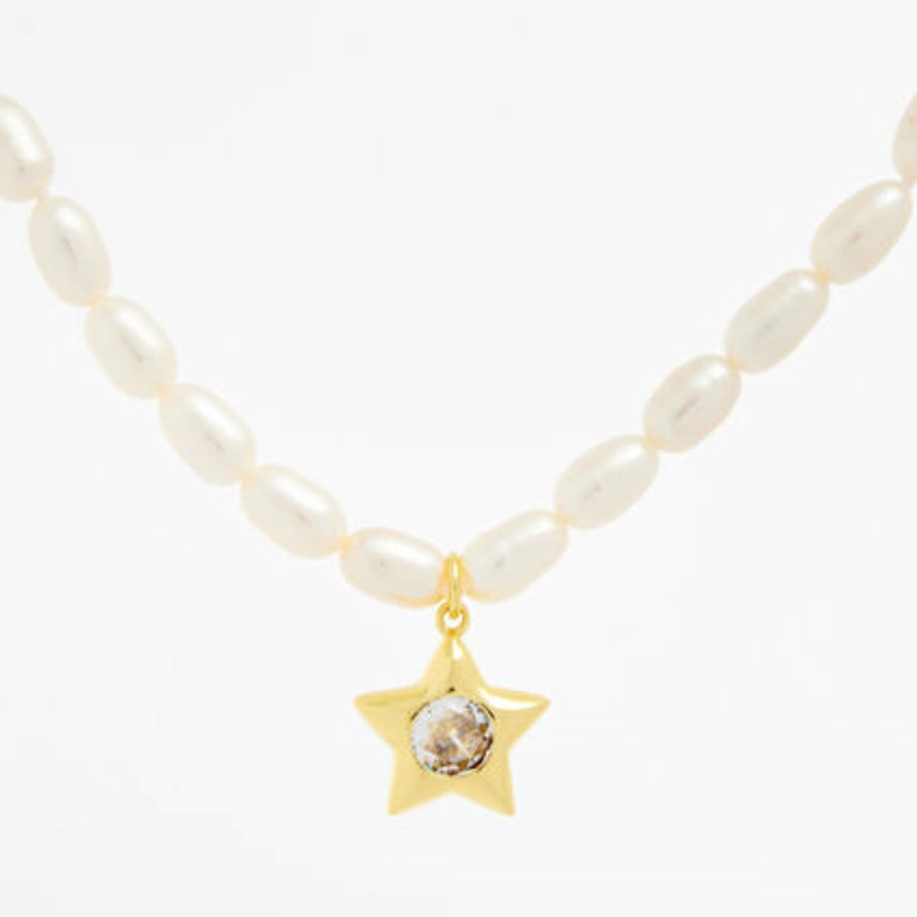 White Freshwater Pearl Star Charm Necklace - TK Maxx UK