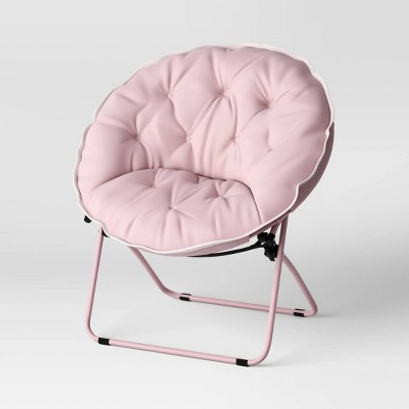Dish Chair Blush - Room Essentials™: Foldable, Armless, Powder-Coated Steel Frame, Polyester Fiber