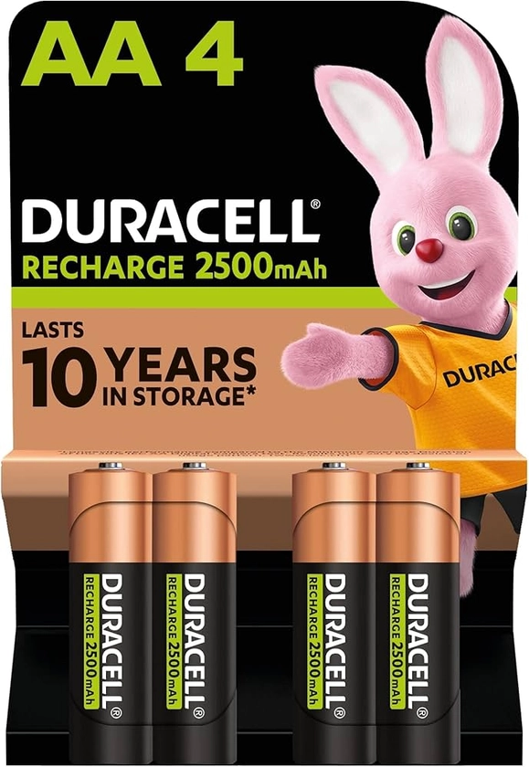 Duracell Rechargeable AA Batteries (Pack of 4), 2500 mAh NiMH, pre-charged, Our No. 1 Longest Lasting Rechargable battery with a 0% plastic 100% recyclable packaging: Amazon.co.uk: Electronics & Photo