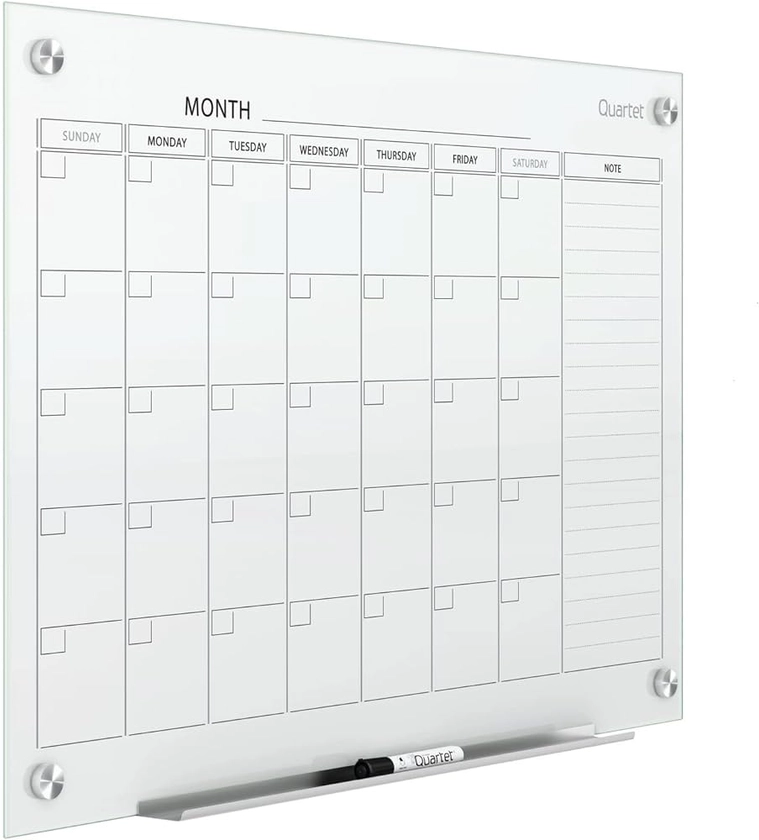 Amazon.com : Quartet Magnetic Whiteboard Calendar, 3' x 2', Glass Dry Erase White Board Planner for Homeschool Supplies & Home Office Organization, 2 Magnets, 1 Dry Erase Marker, Frameless Infinity (GC3624F) : Office Products