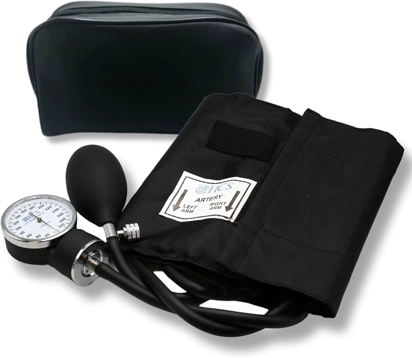 HCS Blood Pressure Cuff, Manual - Adult Aneroid Sphygmomanometer - Medical, Home, Elderly Care - BP Cuff Manual - Blood Pressure Cuff Arm Monitor w/Carrying Case