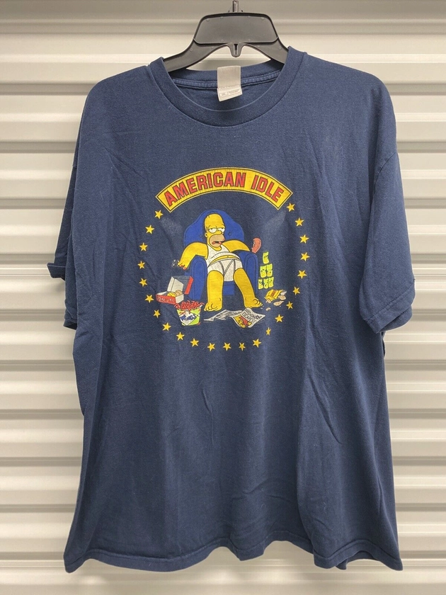 Vintage Y2K The Simpsons Tee Shirt Crew Neck S/S Size 2XL American Idle Homer