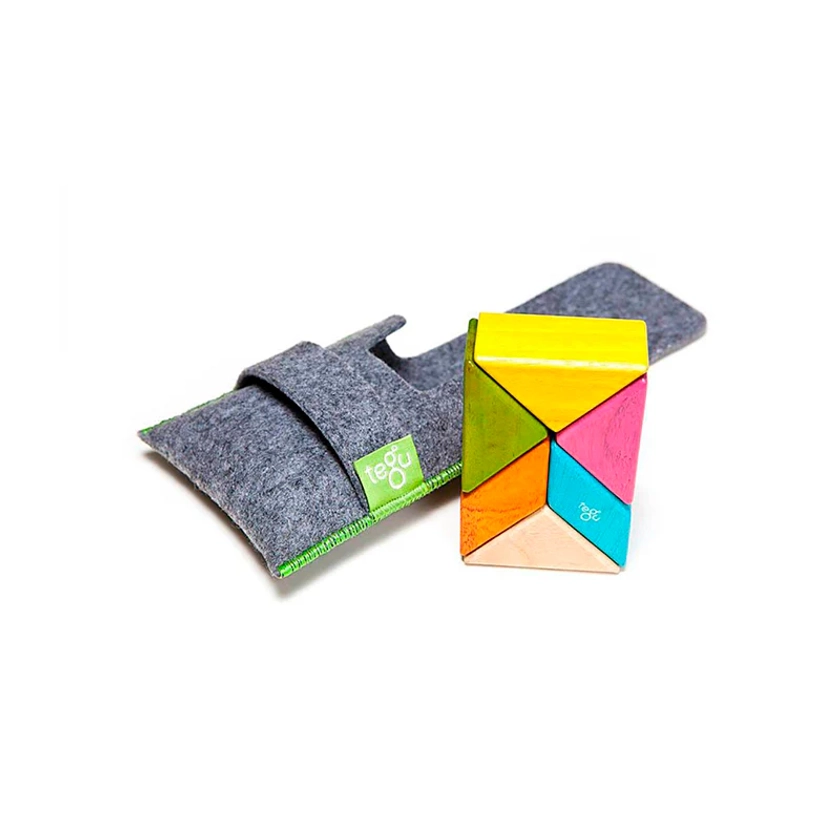 Pocket Pouch Prism Magnetic Wooden Blocks 6 pieces at Tegu Toys