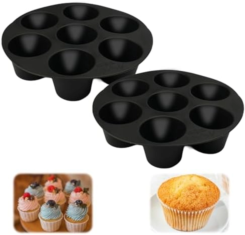 Lot de 2 mini moules à muffins en silicone antiadhésif - Pour four à friteuse - Pour cupcakes, brownies, tartes, pudding : Amazon.com.be: Cuisine et maison