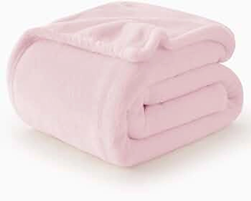 WAVVE Fleece Blanket Sofa Throw Pink 4ft x 5ft - Fluffy Soft Warm Versatile Blanket for Sofa/Couch/Bed Throw/Single Size, 130x150 cm