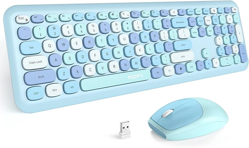 Amazon.com: MOFII Wireless Keyboard and Mouse Combo Silent, Slim Compact 2.4G USB Full Size, Cute 110 Keys Keyboard for PC, Notebook, MacBook, Tablet, Laptop, Windows System : Electronics