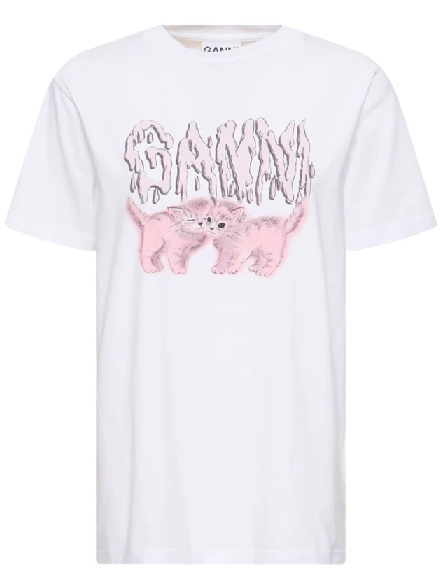 T-shirt relaxed fit cats in jersey - GANNI - Donna | Luisaviaroma