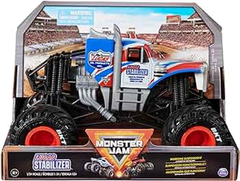 Monster Jam, Official Lucas Stabilizer Monster Truck, Collector Die-Cast Vehicle, 1:24 Scale, Kids Toys for Boys and Girls Ages 3 and up