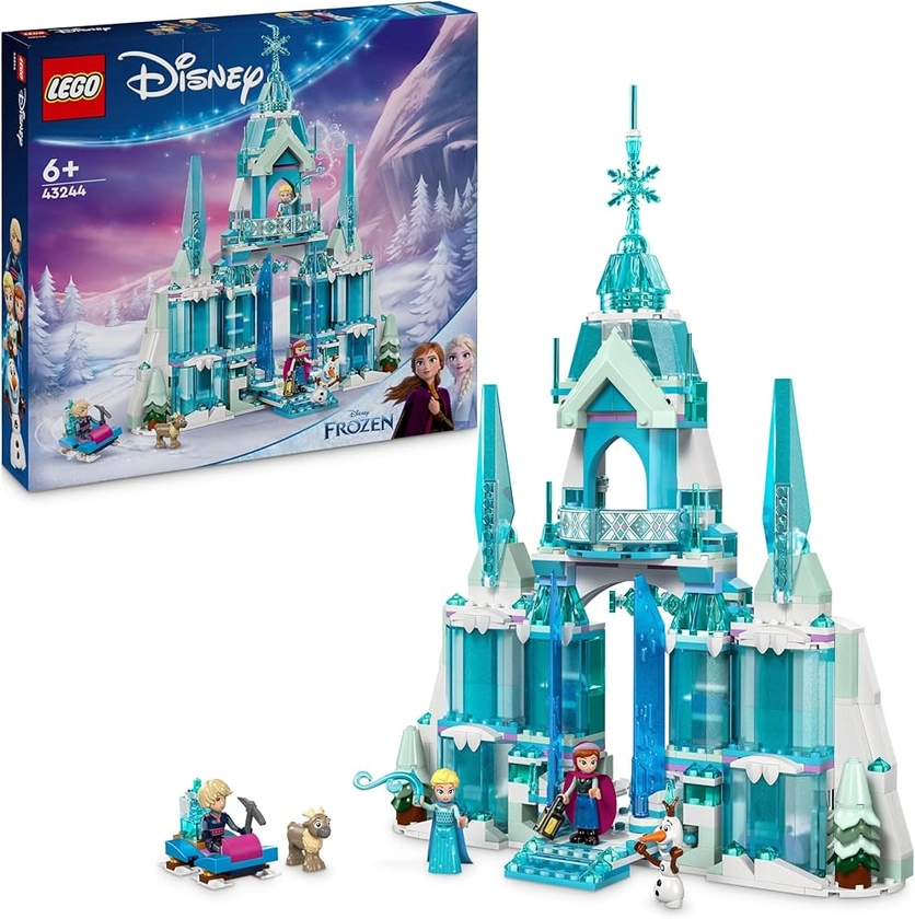 LEGO ǀ Disney Le Palais de Glace d'Elsa, Jouet de Construction, avec Château et Mini-poupées Elsa et Anna, Cadeau Amusant pour Filles, Garçons et Fans du Film dès 6 Ans - Objet de Décoration 43244