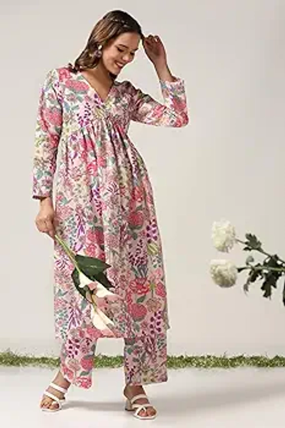 Buy Leriya Fashion Alia Cut Kurta Set for Women | Alia Cut Kurta Set for Women | Ethnic Co-Ord Set for Women (Medium, Pink) at Amazon.in