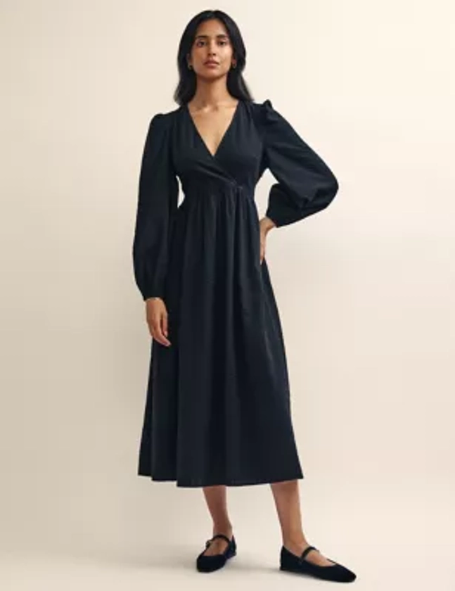 Pure Cotton Textured V-Neck Midi Wrap Dress | Nobody's Child | M&S