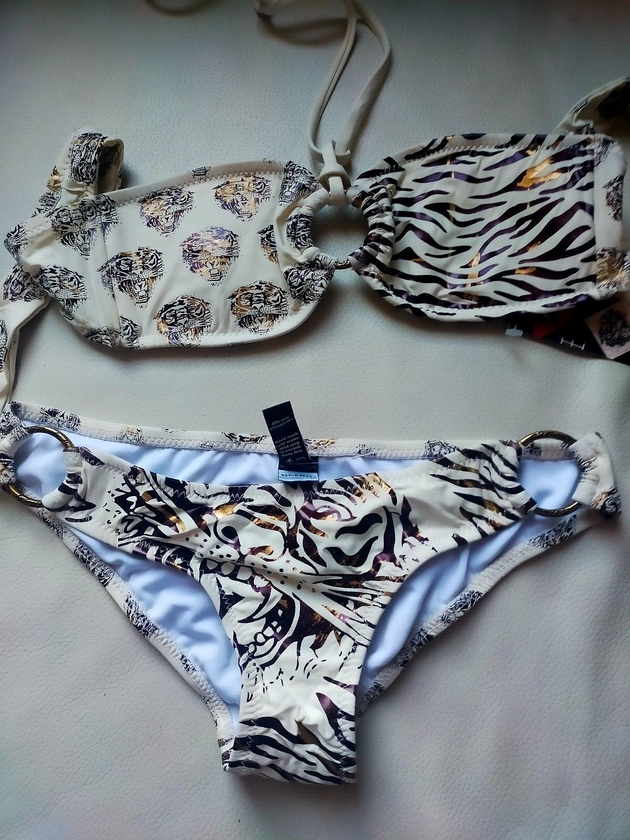 NWT Authentic Ed Hardy Tiger Halter Neck Bikini "S"