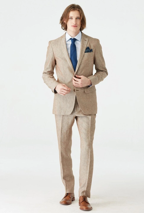 Custom Suits Made For You - Sailsbury Linen Brown Suit | INDOCHINO