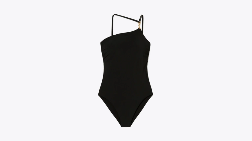 One-Shoulder Clip Tank Swimsuit