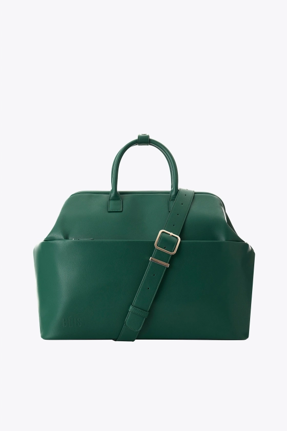 BÉIS 'The Wicked Weekender' in Wicked Green - Green Weekender Bag & Overnight Bag with Wide Opening