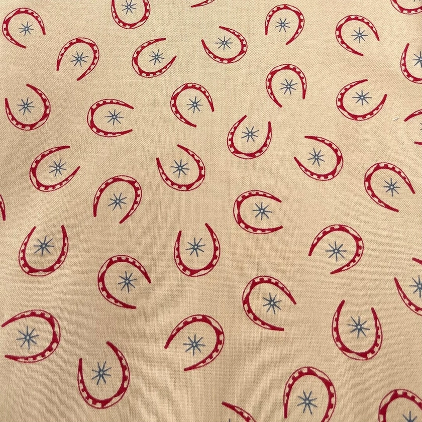 Rawhide by Moda Featuring Red Horseshoes and Blue Stars on Brown 100% Cotton Dressmaking Fabric 42 X 94 - Etsy UK