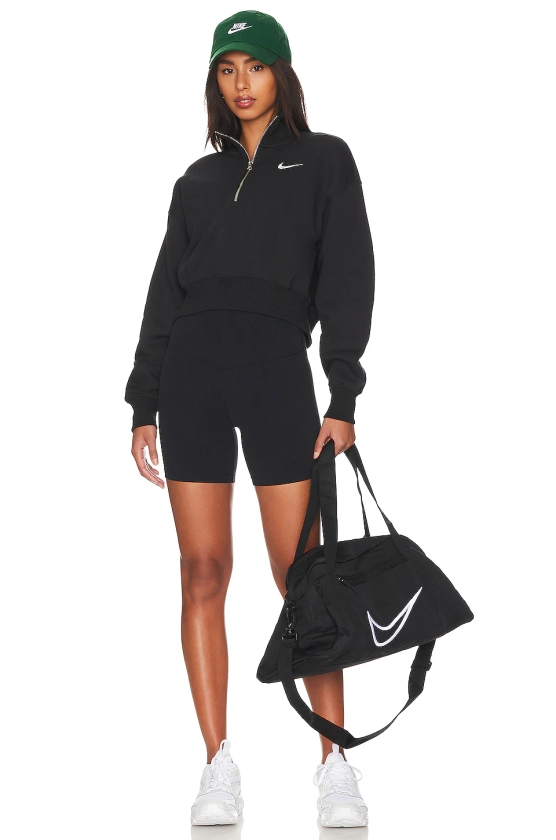 Nike Crop Quarter Zip Sweatshirt in Black & Sail | REVOLVE