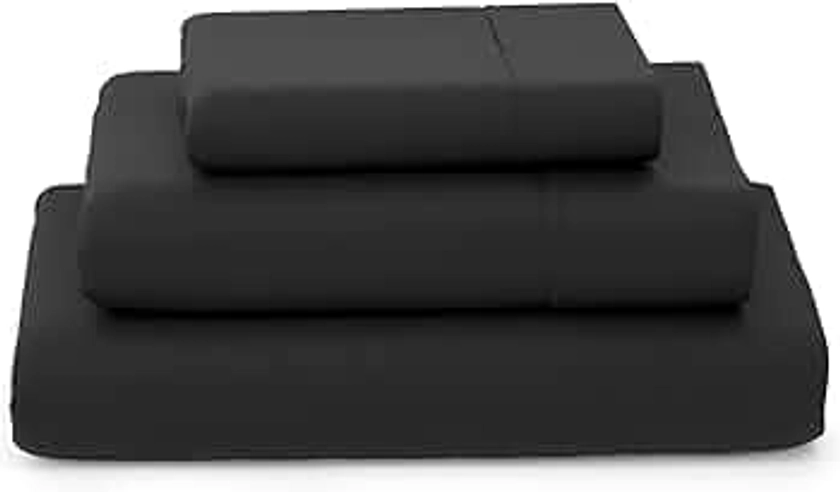 Cosy House Collection Luxury Bamboo Sheets - Blend of Rayon Derived from Bamboo - Cooling & Breathable, Silky Soft, 16-Inch Deep Pockets - 3-Piece Bedding Set - Twin XL, Black