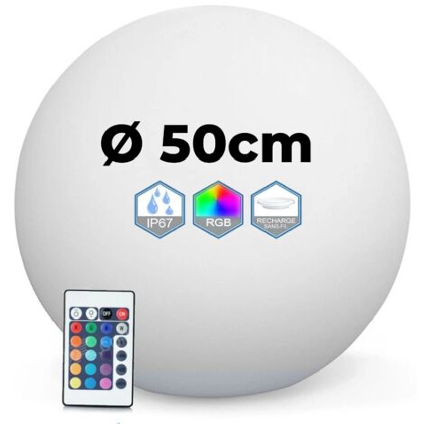 Boule Lumineuse LED Multicolore 50CM Sans Fil Fabriqué en Polyéthylène épais