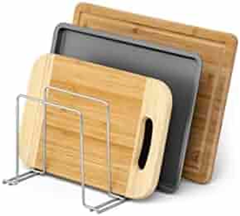 simplywire – Baking Tray and Chopping Board Rack - Pan Storage - Kitchen Cupboard Organiser – Chrome