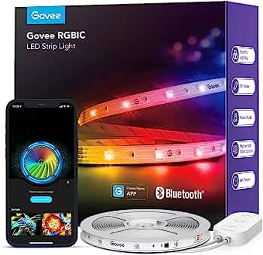 Govee RGBIC LED Strip Lights, Smart LED Lights for Bedroom, Bluetooth LED Lights APP Control, DIY Multiple Colors on One Line, Color Changing LED Strip Lighting Music Sync, Halloween Decor, 16.4ft